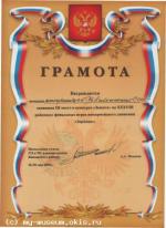 Грамота за 3 место в конкурсе "Защита"- 2006 г.