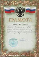 Грамота за 2 место в конкурсе 